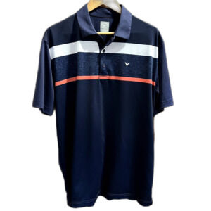 Callaway Opti-Dri Golf Polo Athletic Lightweight Everyday Blue Orange Striped L